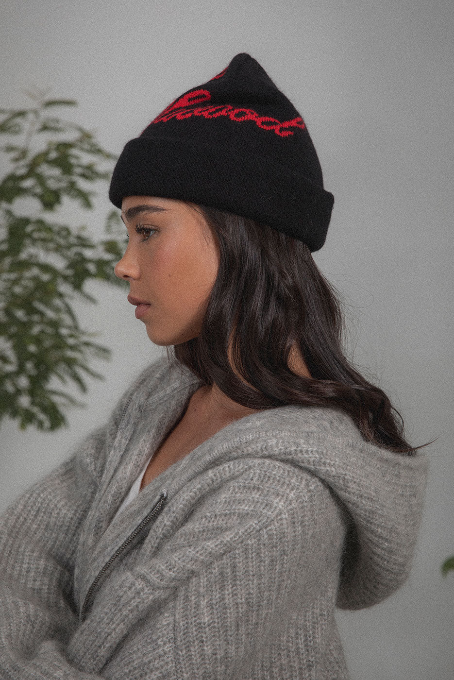 CASHMERE BLEND BRIM BEANIE