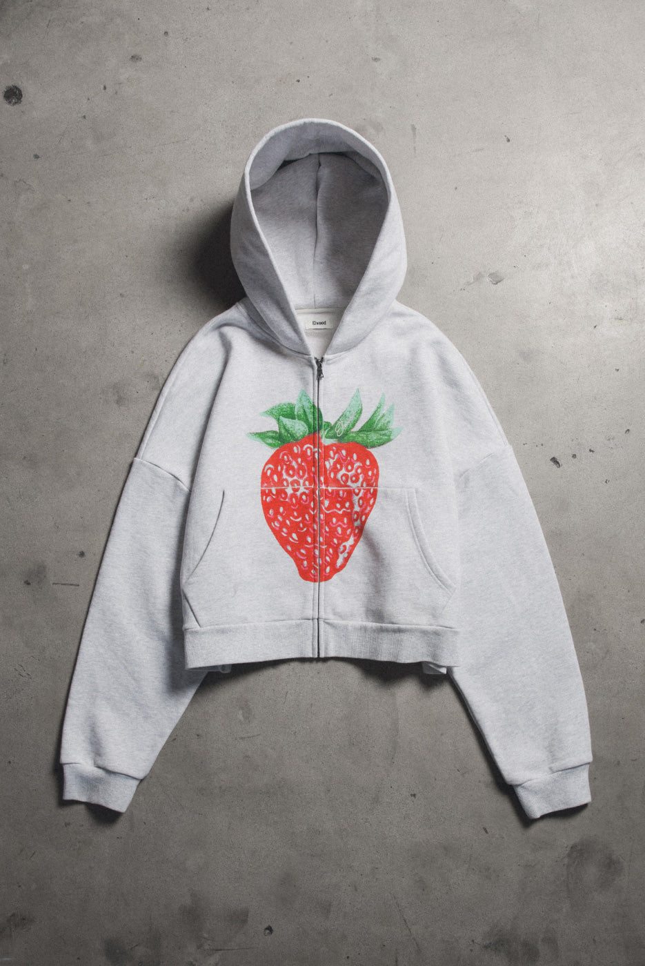 STRAWBERRY ZIP RECTANGLE HOODIE