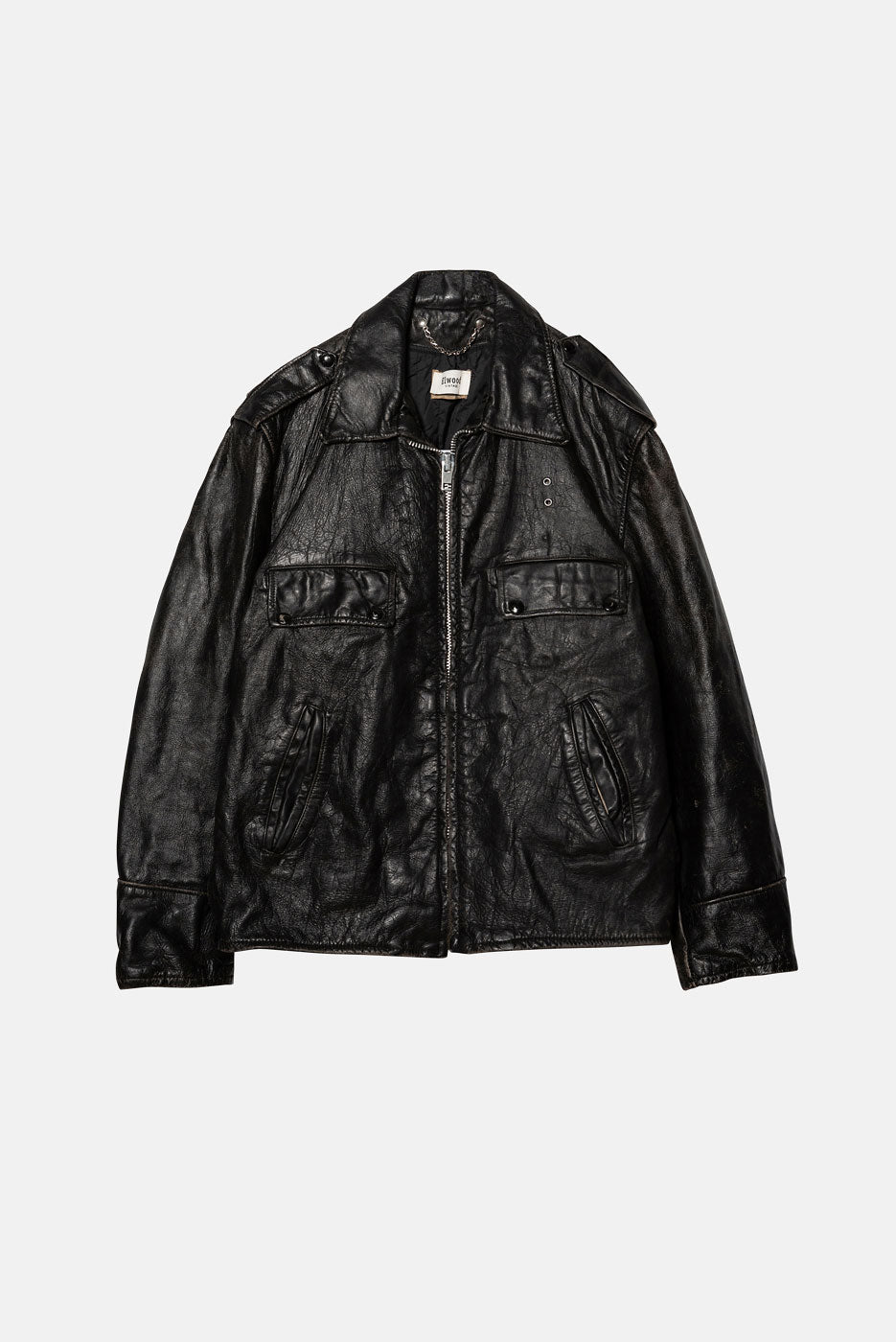 VINTAGE BLACK LEATHER JACKET - L