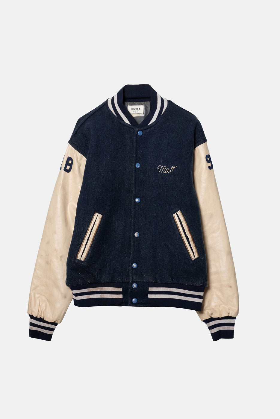 VINTAGE LETTERMAN JACKET NAVY / WHITE - M